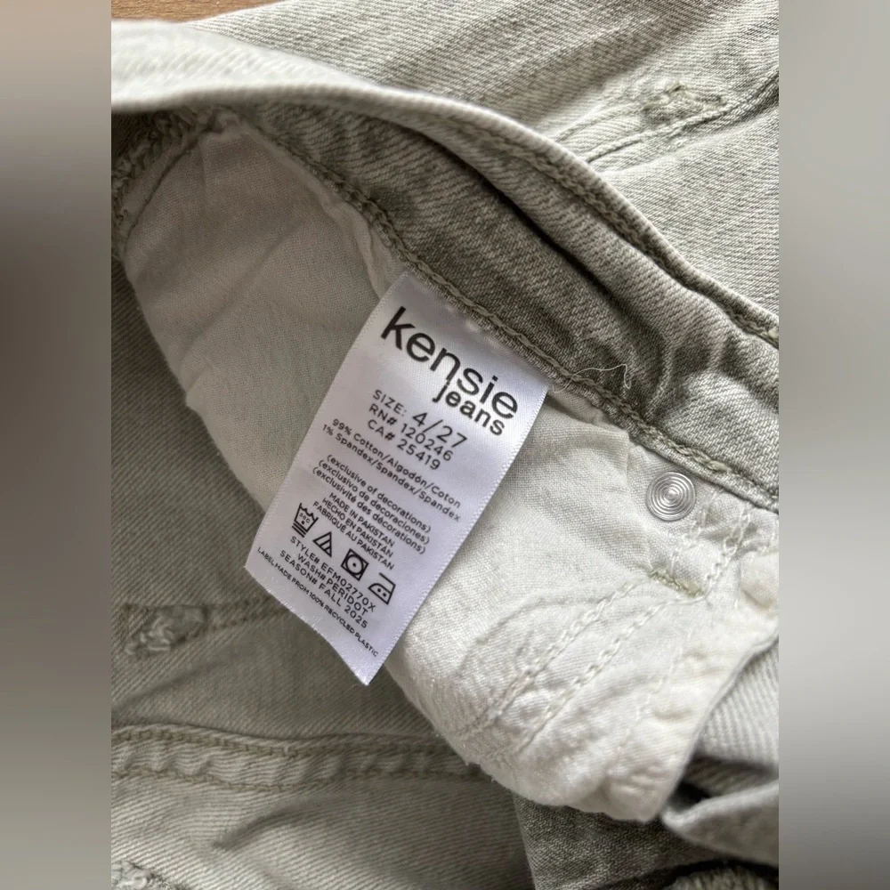 Kensie Vintage Gray/light green High Raise Straight Jeans - Picture 5 of 5